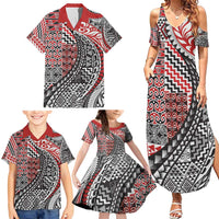 Aotearoa Maori Tribal Tattoo Family Matching Summer Maxi Dress and Hawaiian Shirt Kowhaiwhai Taniko Patchwork Motifs LT9 - Polynesian Pride