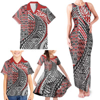 Aotearoa Maori Tribal Tattoo Family Matching Tank Maxi Dress and Hawaiian Shirt Kowhaiwhai Taniko Patchwork Motifs LT9 - Polynesian Pride