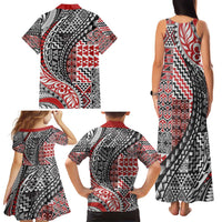 Aotearoa Maori Tribal Tattoo Family Matching Tank Maxi Dress and Hawaiian Shirt Kowhaiwhai Taniko Patchwork Motifs LT9 - Polynesian Pride