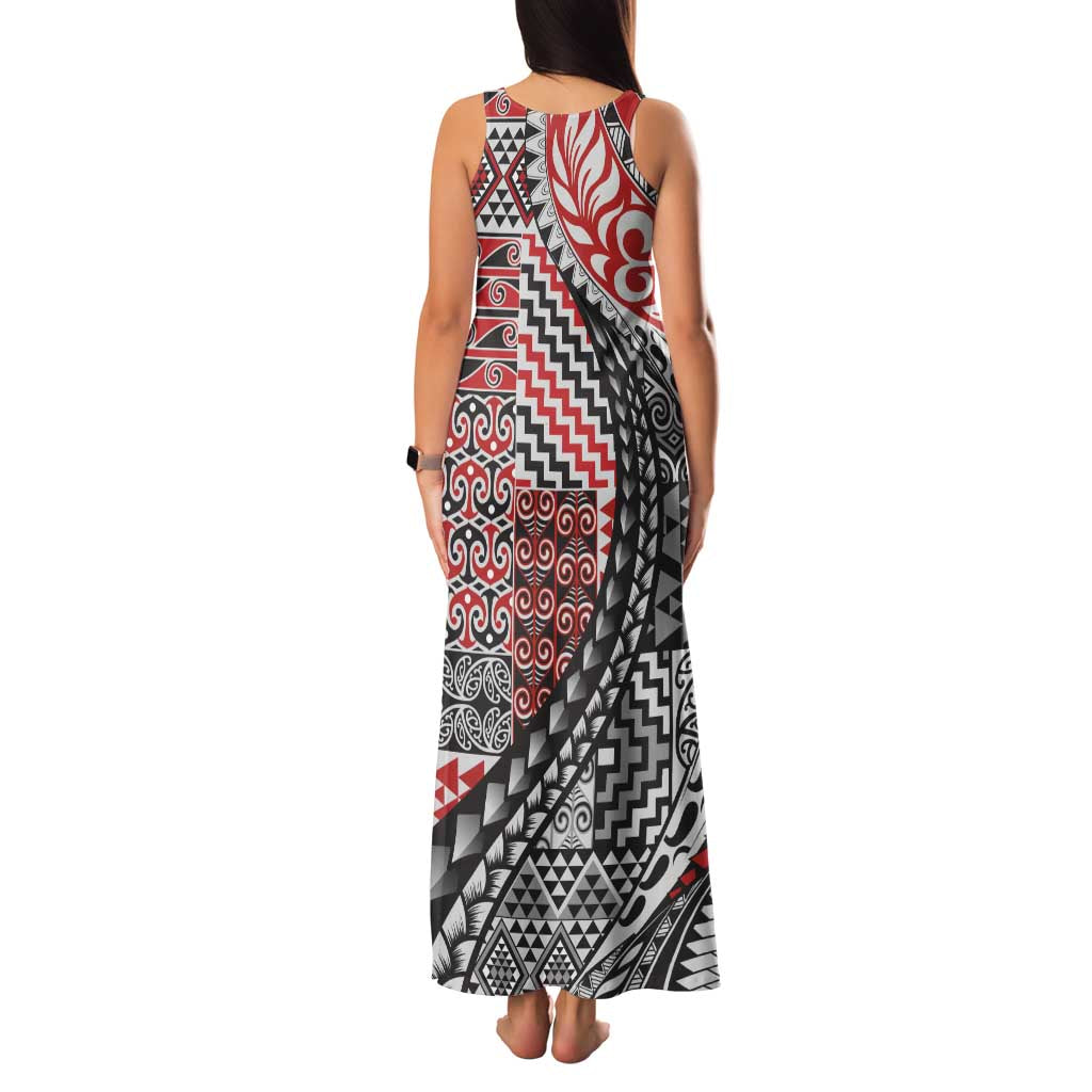 Aotearoa Maori Tribal Tattoo Family Matching Tank Maxi Dress and Hawaiian Shirt Kowhaiwhai Taniko Patchwork Motifs LT9 - Polynesian Pride