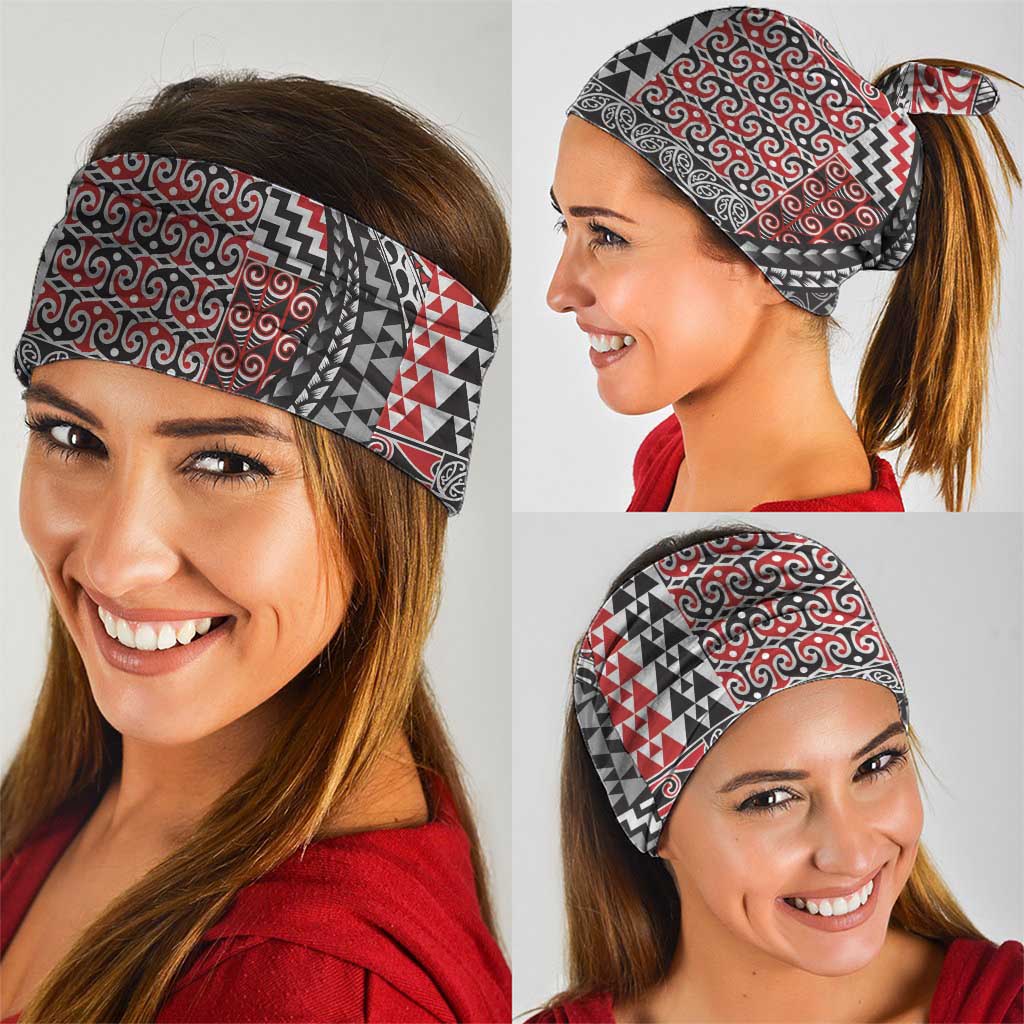 Aotearoa Maori Tribal Tattoo Neck Gaiter Kowhaiwhai Taniko Patchwork Motifs - Polynesian Pride