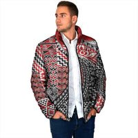 Aotearoa Maori Tribal Tattoo Padded Jacket Kowhaiwhai Taniko Patchwork Motifs - Polynesian Pride
