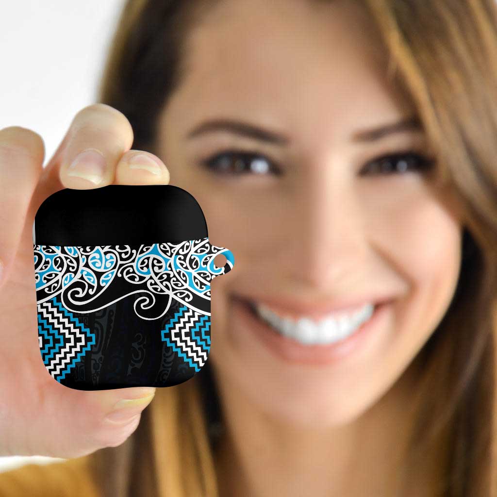 Blue Aotearoa Tukutuku Manawa Tapu AirPods Case Ta Moko Toi Maori - Polynesian Pride