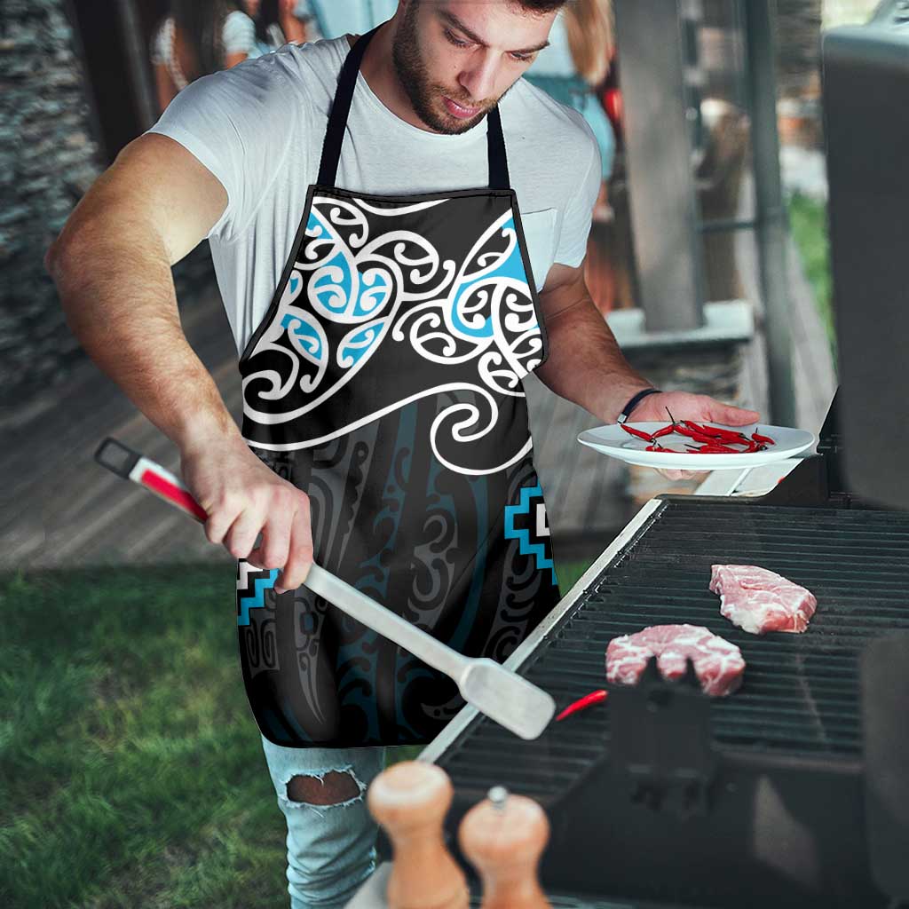 Blue Aotearoa Tukutuku Manawa Tapu Apron Ta Moko Toi Maori - Polynesian Pride