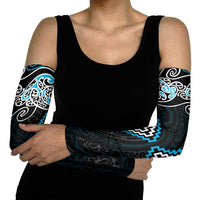 Blue Aotearoa Tukutuku Manawa Tapu Arm Sleeves Ta Moko Toi Maori - Polynesian Pride