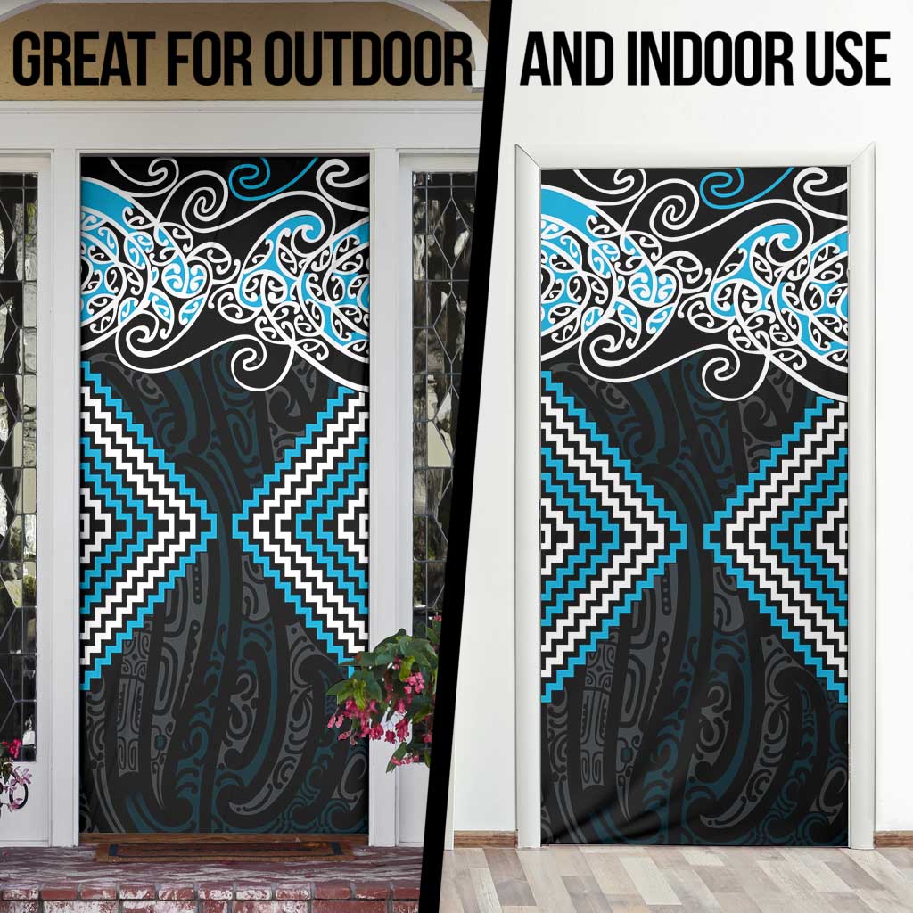 Blue Aotearoa Tukutuku Manawa Tapu Door Cover Ta Moko Toi Maori - Polynesian Pride