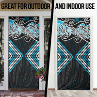 Blue Aotearoa Tukutuku Manawa Tapu Door Cover Ta Moko Toi Maori - Polynesian Pride