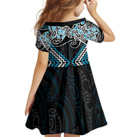 Blue Aotearoa Tukutuku Manawa Tapu Family Matching Long Sleeve Bodycon Dress and Hawaiian Shirt Ta Moko Toi Maori LT9 - Polynesian Pride