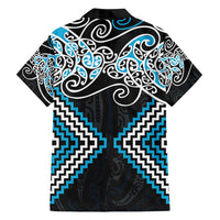 Blue Aotearoa Tukutuku Manawa Tapu Family Matching Off Shoulder Maxi Dress and Hawaiian Shirt Ta Moko Toi Maori LT9 - Polynesian Pride