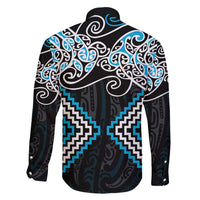 Blue Aotearoa Tukutuku Manawa Tapu Family Matching Short Sleeve Bodycon Dress and Hawaiian Shirt Ta Moko Toi Maori LT9 - Polynesian Pride