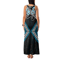 Blue Aotearoa Tukutuku Manawa Tapu Family Matching Tank Maxi Dress and Hawaiian Shirt Ta Moko Toi Maori LT9 - Polynesian Pride