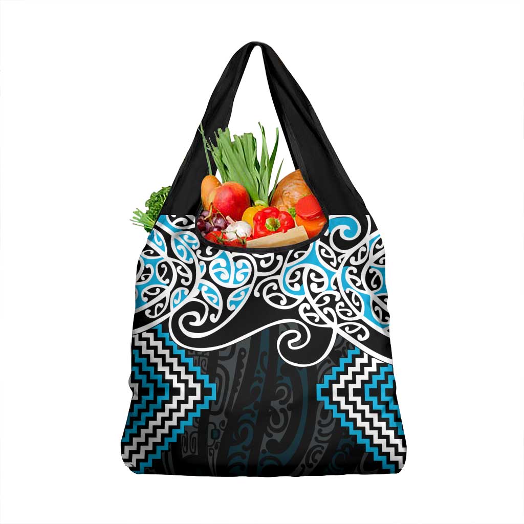 Blue Aotearoa Tukutuku Manawa Tapu Grocery Bag Ta Moko Toi Maori LT9 1-pack One Size Blue - Polynesian Pride