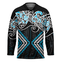Blue Aotearoa Tukutuku Manawa Tapu Hockey Jersey Ta Moko Toi Maori - Polynesian Pride