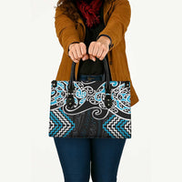 Blue Aotearoa Tukutuku Manawa Tapu Leather Bag Ta Moko Toi Maori - Polynesian Pride