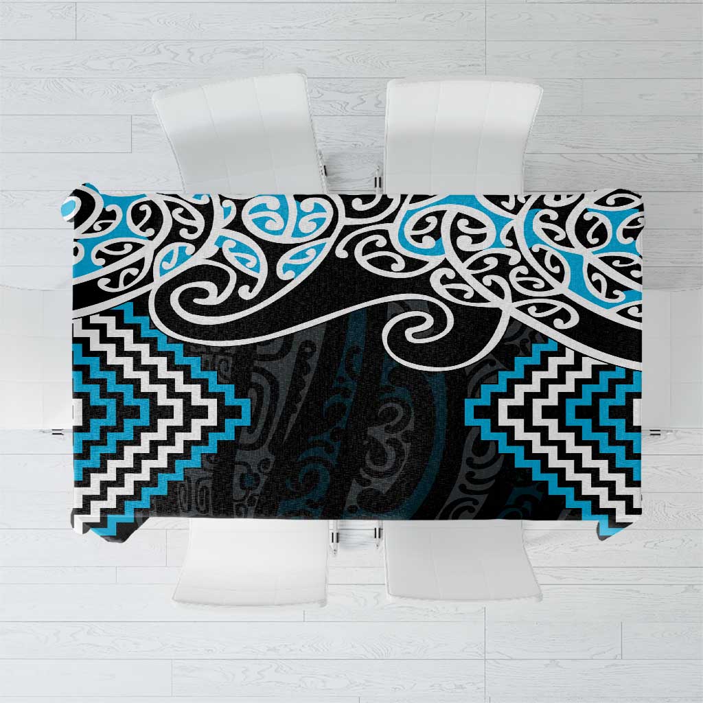 Blue Aotearoa Tukutuku Manawa Tapu Tablecloth Ta Moko Toi Maori LT9 Blue - Polynesian Pride