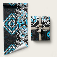 Blue Aotearoa Tukutuku Manawa Tapu Wrapping Paper Ta Moko Toi Maori - Polynesian Pride