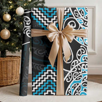Blue Aotearoa Tukutuku Manawa Tapu Wrapping Paper Ta Moko Toi Maori - Polynesian Pride
