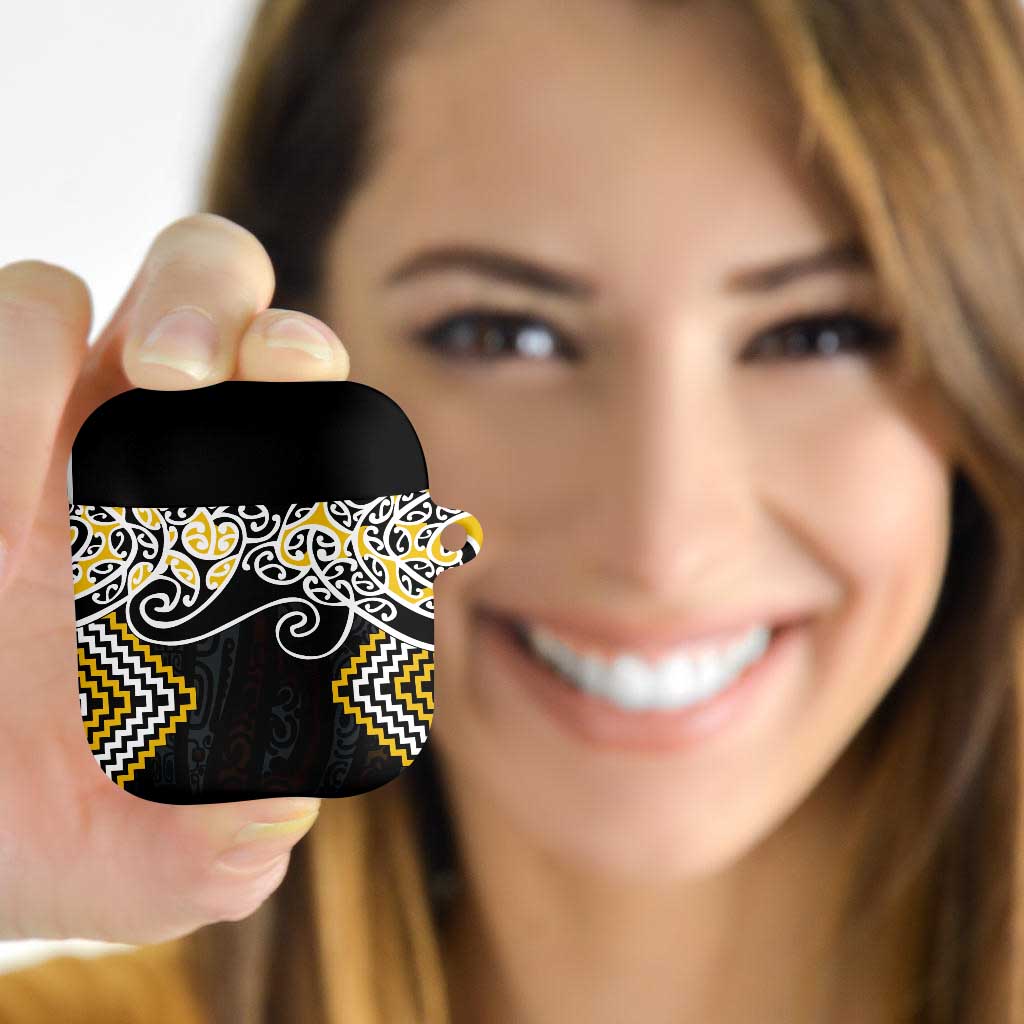 Gold Aotearoa Tukutuku Manawa Tapu AirPods Case Ta Moko Toi Maori - Polynesian Pride