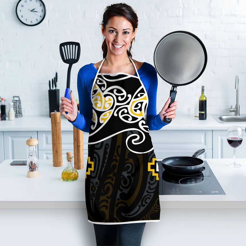 Gold Aotearoa Tukutuku Manawa Tapu Apron Ta Moko Toi Maori - Polynesian Pride