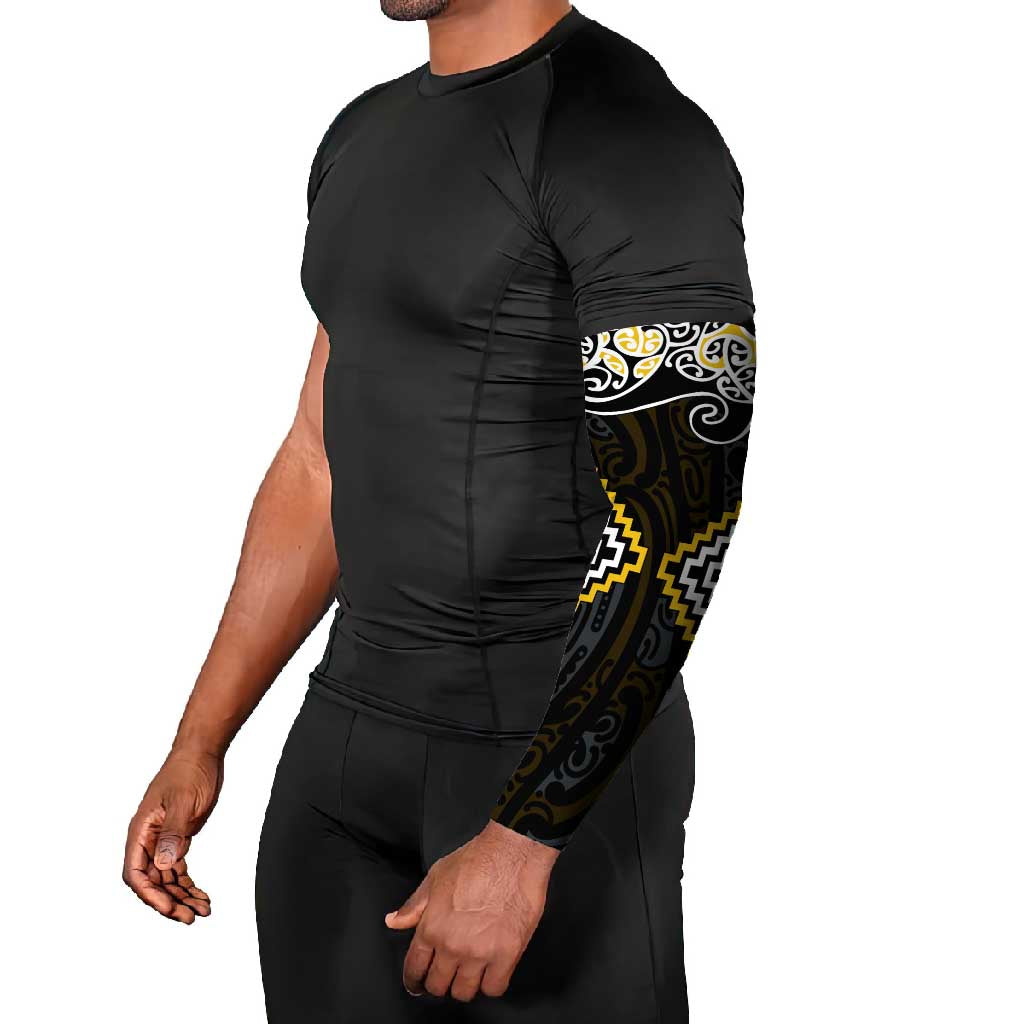 Gold Aotearoa Tukutuku Manawa Tapu Arm Sleeves Ta Moko Toi Maori - Polynesian Pride