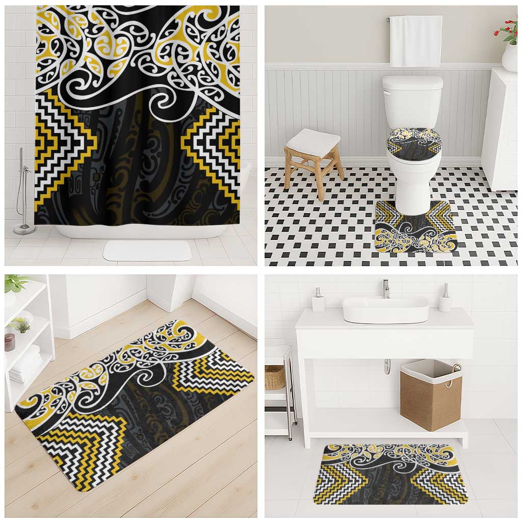 Gold Aotearoa Tukutuku Manawa Tapu Bathroom Set Ta Moko Toi Maori - Polynesian Pride