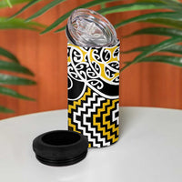 Gold Aotearoa Tukutuku Manawa Tapu 4 in 1 Can Cooler Tumbler Ta Moko Toi Maori LT9 - Polynesian Pride