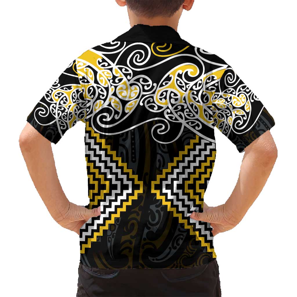 Gold Aotearoa Tukutuku Manawa Tapu Family Matching Puletasi and Hawaiian Shirt Ta Moko Toi Maori LT9 - Polynesian Pride