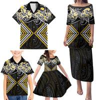Gold Aotearoa Tukutuku Manawa Tapu Family Matching Puletasi and Hawaiian Shirt Ta Moko Toi Maori LT9 - Polynesian Pride