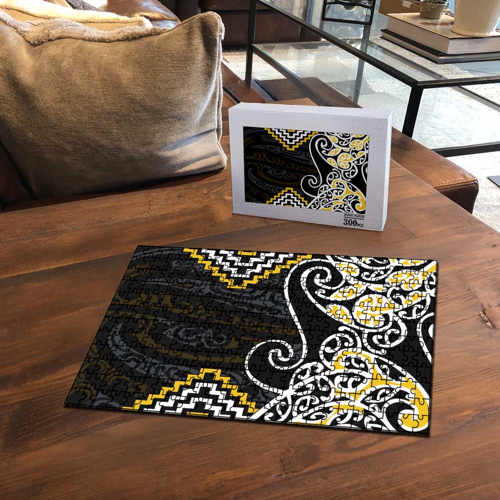 Gold Aotearoa Tukutuku Manawa Tapu Puzzle Ta Moko Toi Maori - Polynesian Pride