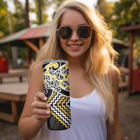 Gold Aotearoa Tukutuku Manawa Tapu Skinny Tumbler Ta Moko Toi Maori LT9 - Polynesian Pride