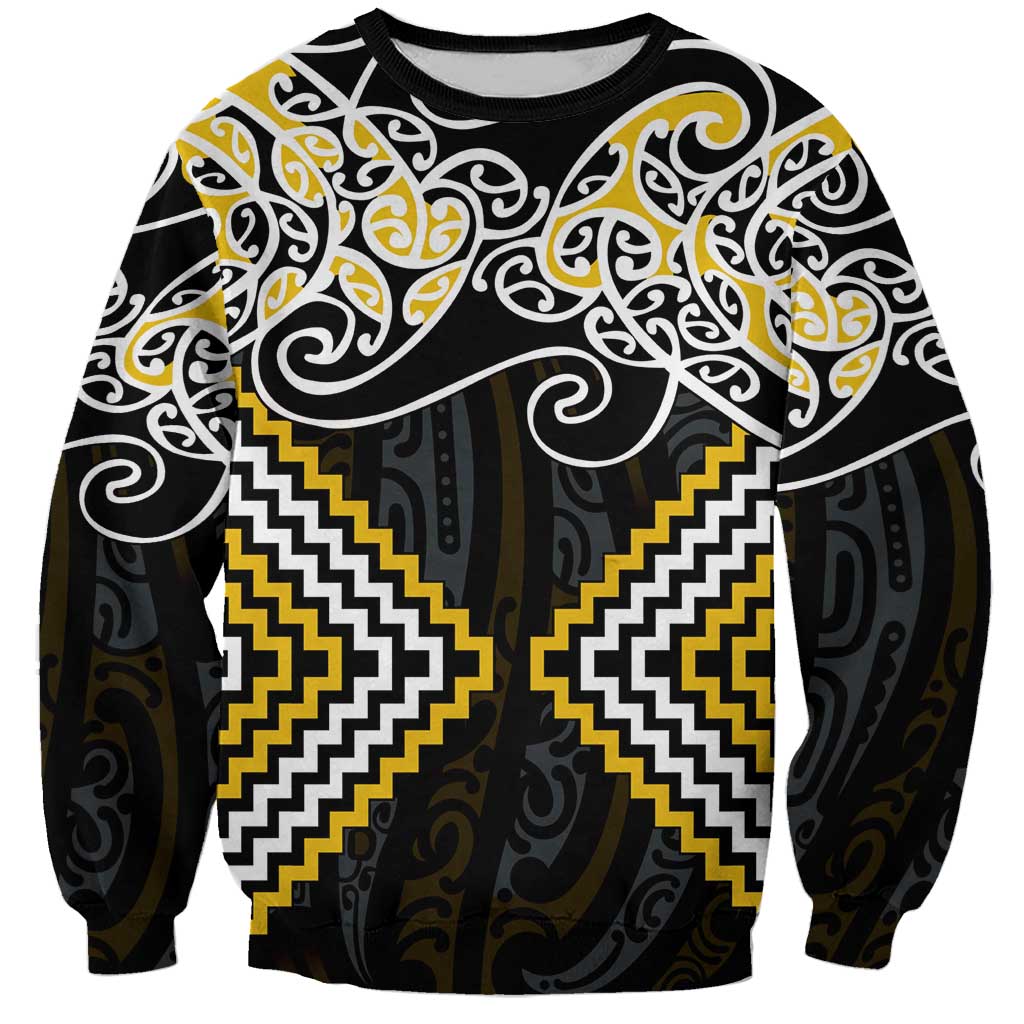 Gold Aotearoa Tukutuku Manawa Tapu Sweatshirt Ta Moko Toi Maori LT9 Unisex Gold - Polynesian Pride