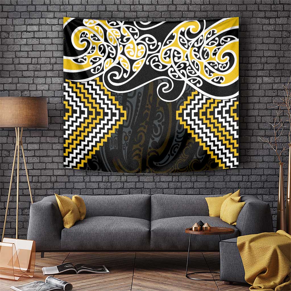 Gold Aotearoa Tukutuku Manawa Tapu Tapestry Ta Moko Toi Maori LT9 Gold - Polynesian Pride