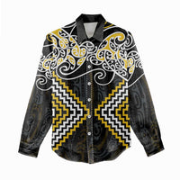 Gold Aotearoa Tukutuku Manawa Tapu Women Casual Shirt Ta Moko Toi Maori LT9 - Polynesian Pride