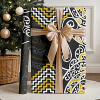 Gold Aotearoa Tukutuku Manawa Tapu Wrapping Paper Ta Moko Toi Maori - Polynesian Pride