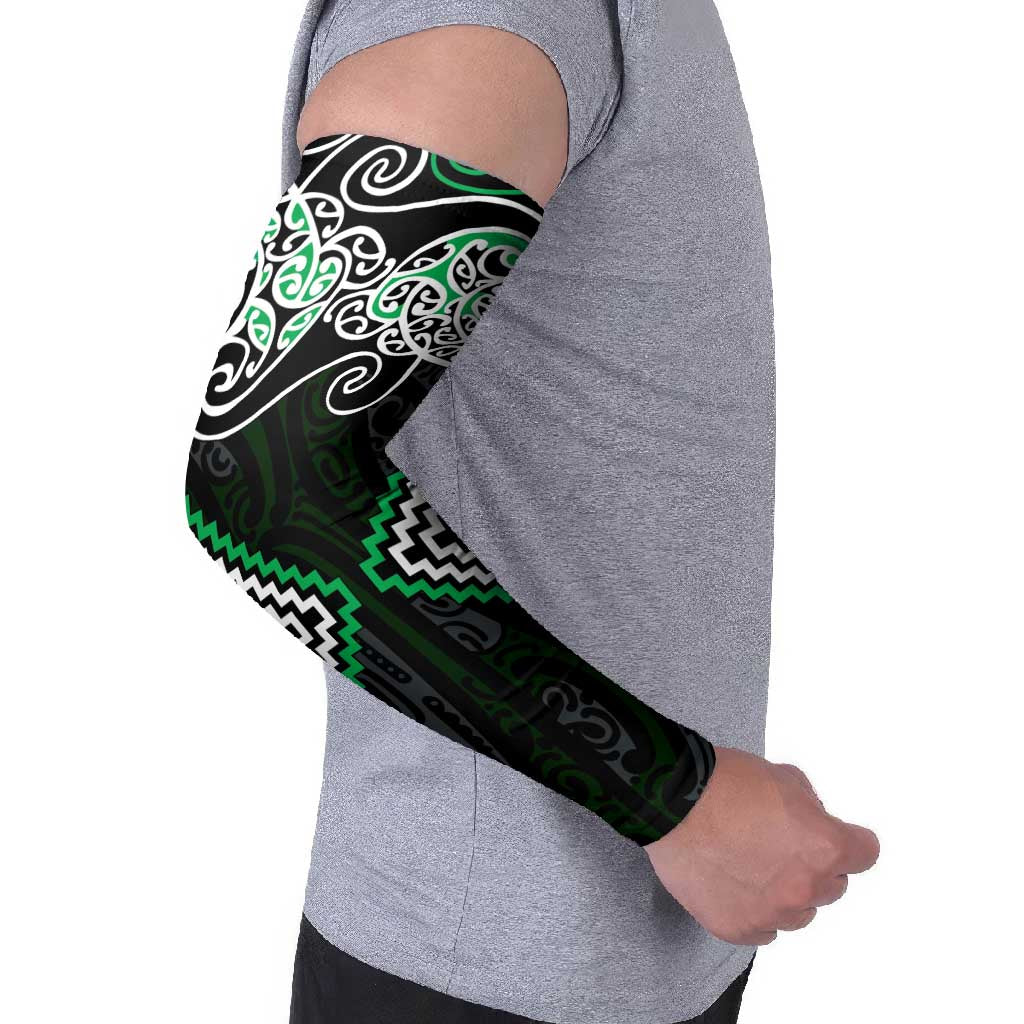 Green Aotearoa Tukutuku Manawa Tapu Arm Sleeves Ta Moko Toi Maori - Polynesian Pride