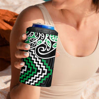Green Aotearoa Tukutuku Manawa Tapu 4 in 1 Can Cooler Tumbler Ta Moko Toi Maori LT9 - Polynesian Pride