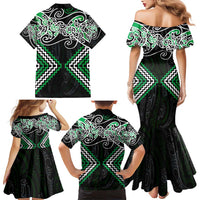 Green Aotearoa Tukutuku Manawa Tapu Family Matching Mermaid Dress and Hawaiian Shirt Ta Moko Toi Maori LT9 - Polynesian Pride