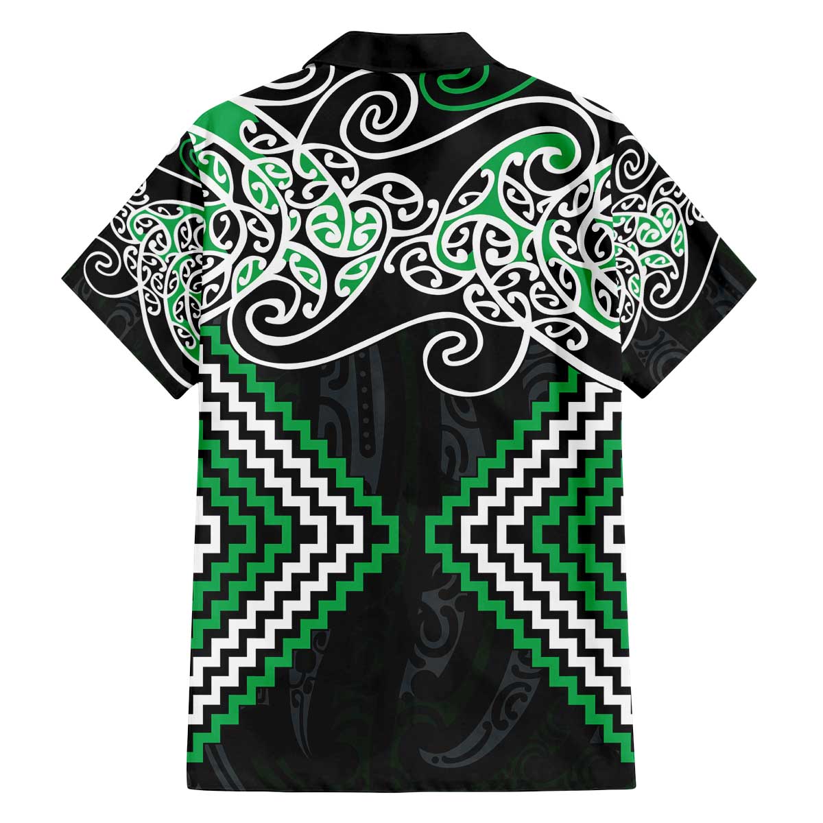 Green Aotearoa Tukutuku Manawa Tapu Family Matching Off The Shoulder Long Sleeve Dress and Hawaiian Shirt Ta Moko Toi Maori LT9 - Polynesian Pride
