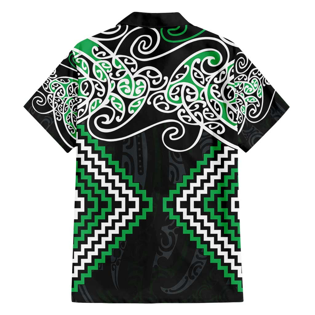 Green Aotearoa Tukutuku Manawa Tapu Family Matching Off Shoulder Short Dress and Hawaiian Shirt Ta Moko Toi Maori LT9 - Polynesian Pride