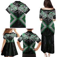 Green Aotearoa Tukutuku Manawa Tapu Family Matching Puletasi and Hawaiian Shirt Ta Moko Toi Maori LT9 - Polynesian Pride