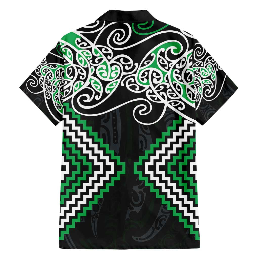 Green Aotearoa Tukutuku Manawa Tapu Family Matching Short Sleeve Bodycon Dress and Hawaiian Shirt Ta Moko Toi Maori LT9 - Polynesian Pride