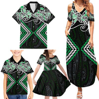 Green Aotearoa Tukutuku Manawa Tapu Family Matching Summer Maxi Dress and Hawaiian Shirt Ta Moko Toi Maori LT9 - Polynesian Pride
