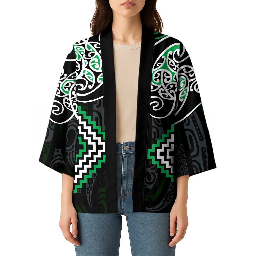Green Aotearoa Tukutuku Manawa Tapu Kimono Ta Moko Toi Maori - Polynesian Pride
