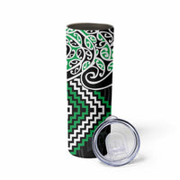 Green Aotearoa Tukutuku Manawa Tapu Skinny Tumbler Ta Moko Toi Maori LT9 - Polynesian Pride
