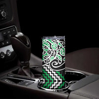 Green Aotearoa Tukutuku Manawa Tapu Skinny Tumbler Ta Moko Toi Maori LT9 - Polynesian Pride
