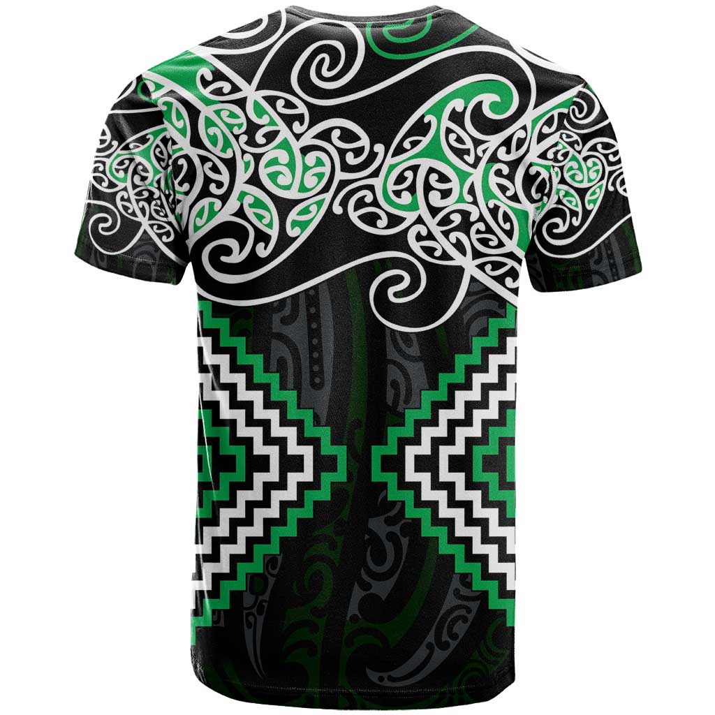 Green Aotearoa Tukutuku Manawa Tapu T Shirt Ta Moko Toi Maori