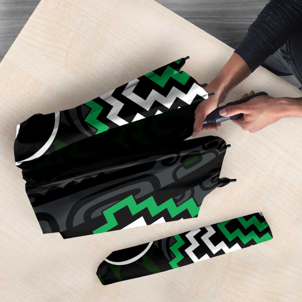 Green Aotearoa Tukutuku Manawa Tapu Umbrella Ta Moko Toi Maori - Polynesian Pride