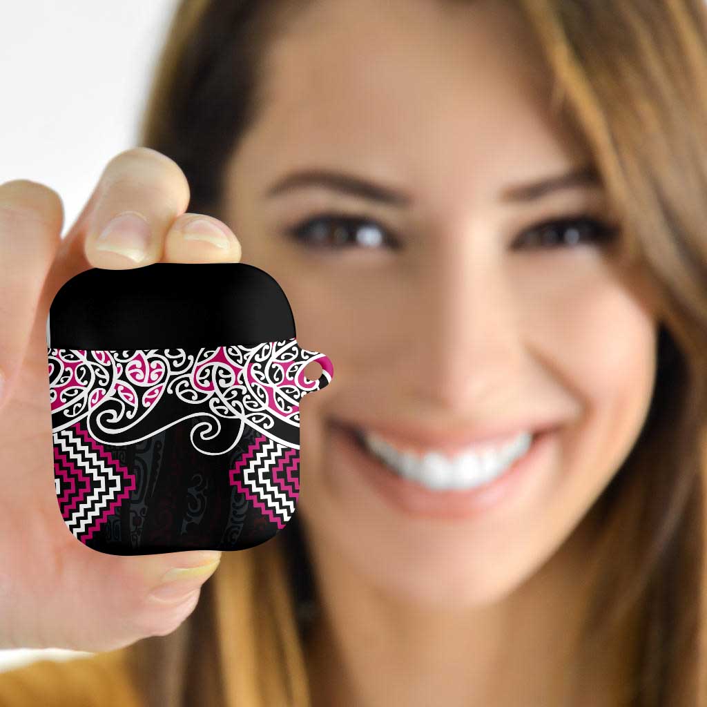 Pink Aotearoa Tukutuku Manawa Tapu AirPods Case Ta Moko Toi Maori LT9 Pink - Polynesian Pride