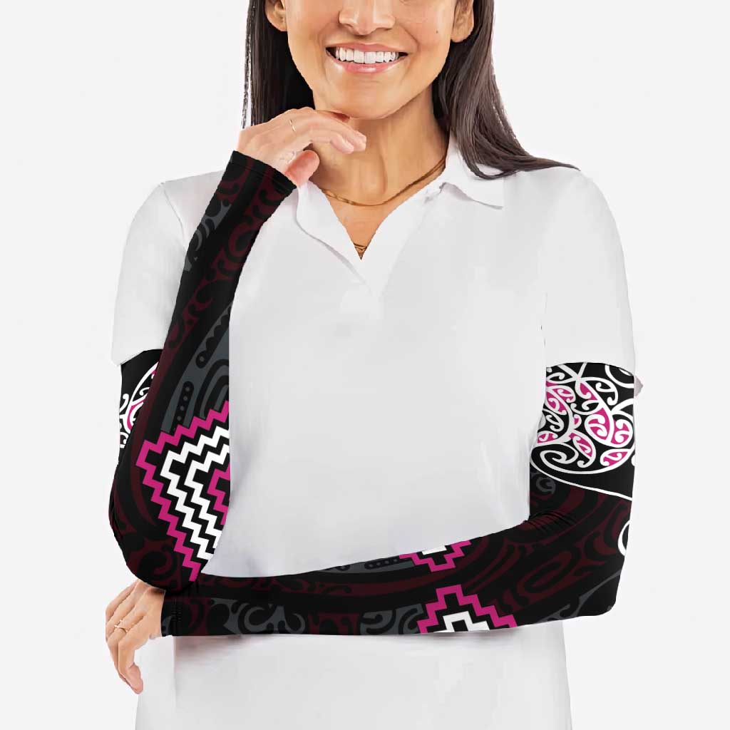 Pink Aotearoa Tukutuku Manawa Tapu Arm Sleeves Ta Moko Toi Maori - Polynesian Pride