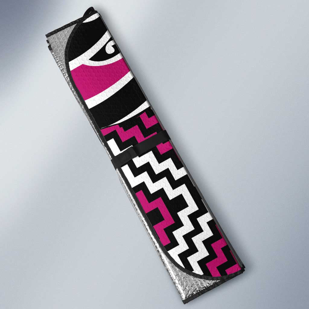 Pink Aotearoa Tukutuku Manawa Tapu Auto Sun Shade Ta Moko Toi Maori - Polynesian Pride